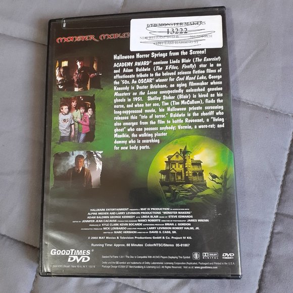 Monster Makers DVD Linda Blair Good Times Video Halloween Hallmark - Picture 2 of 6